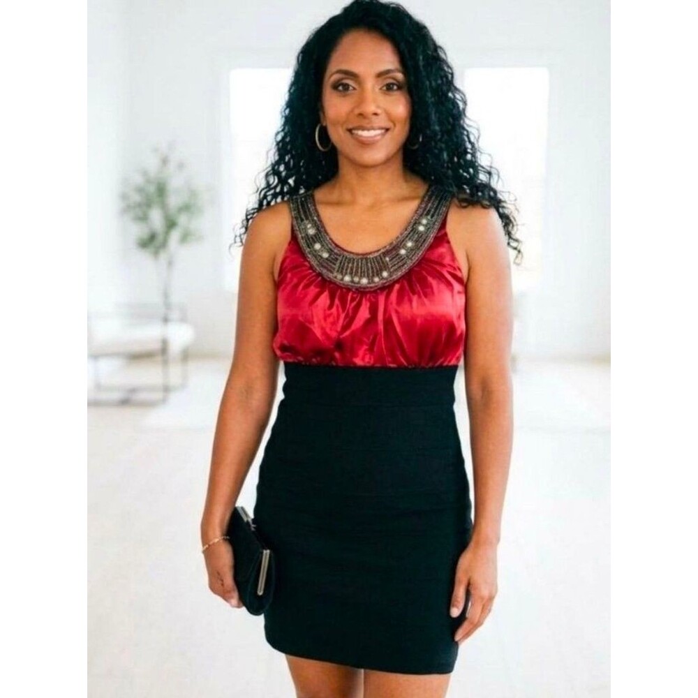 Trixxi Y2K Red Satin Beaded Homecoming Dress Cocktail - Size 11